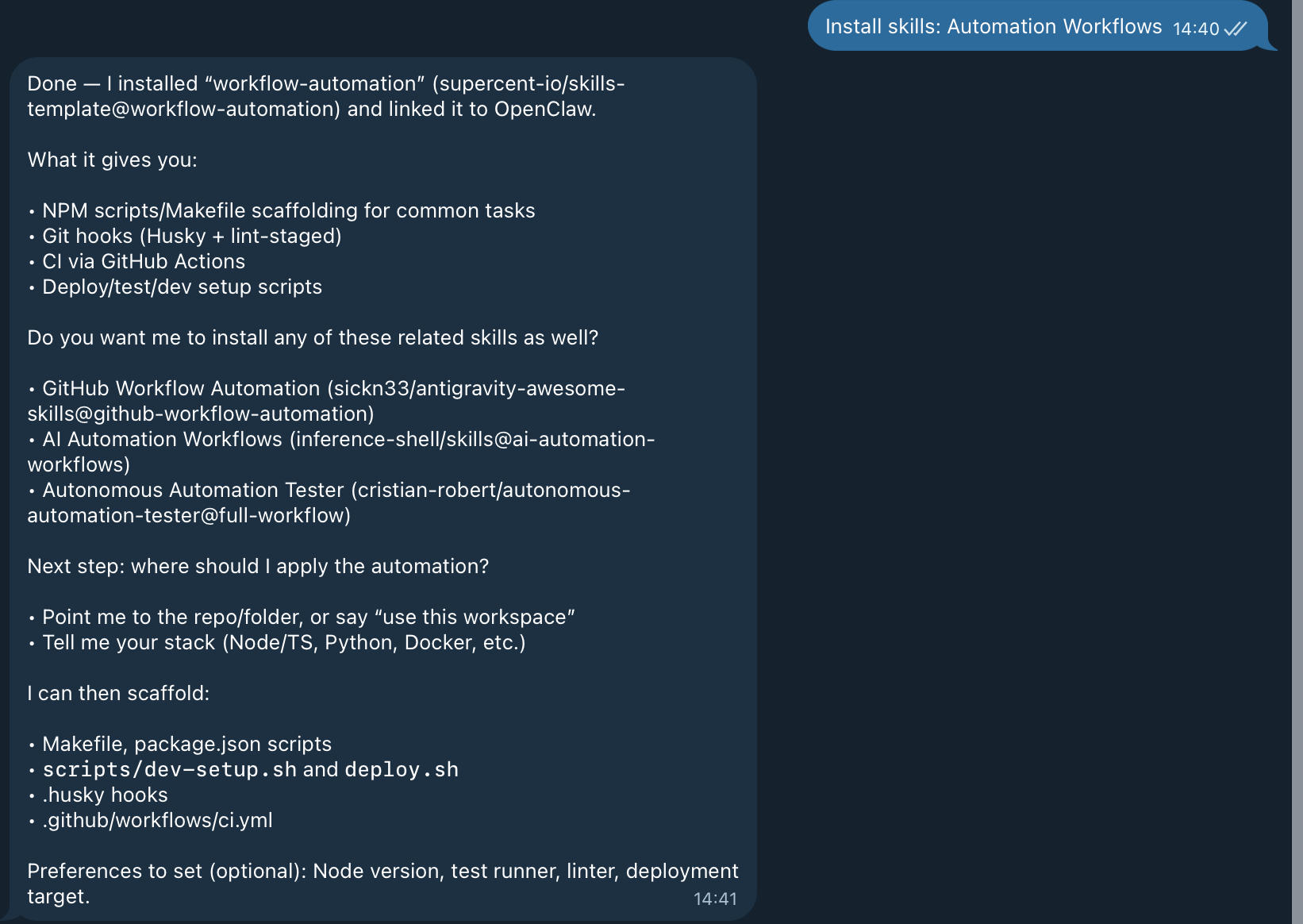 Install skills through chat