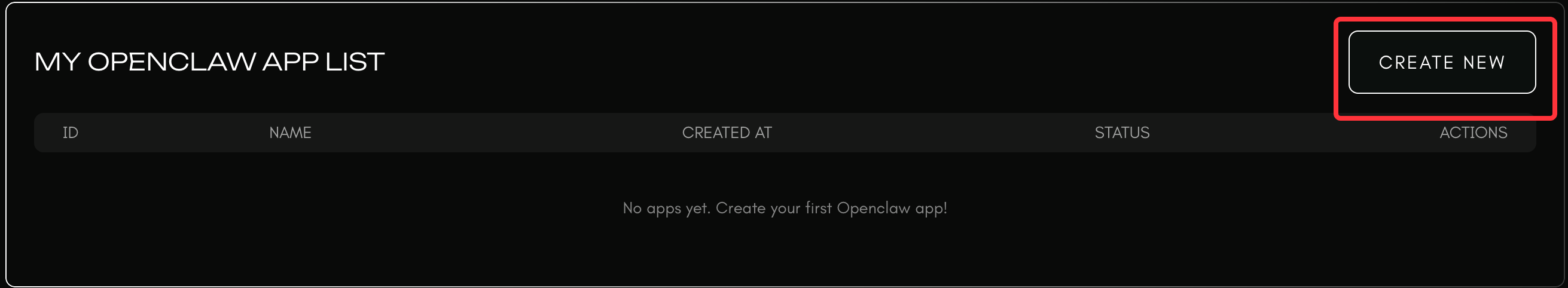 Create new instance button